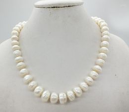 Choker Perles d'eau douce Collier de perles noires/blanches Énorme baroque 12-14MM 18 pouces.