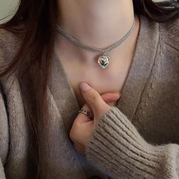 Choker Fyuan Koreaanse stijl Geometrisch voor vrouwen zilveren kleur hart hanger kettingen sieraden geschenken