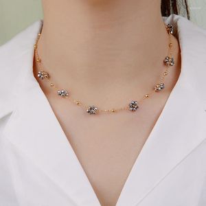 Choker gd zomer bohemia bloem charme ketting ketting gouden roestvrij staal kleurrijke madeliefje niet -tarny sieraden vrouwen