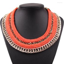 Gargantilha cor de ouro corrente corda trançada design de moda colar robusto colar para mulheres jóias
