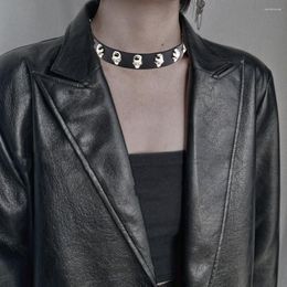 Ras du cou Goth noir Steampunk cuir PU crâne colliers pour femmes Spike Sexy Collier Punk hommes Collier en gros Y2K bijoux sombres