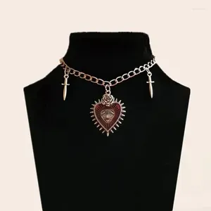 Choker Goth Gothic Peach Heart Flower Sword Eye Cross Pendant Pendante Chain Collier For Man Women Fashion Bijoux Vintage Punk
