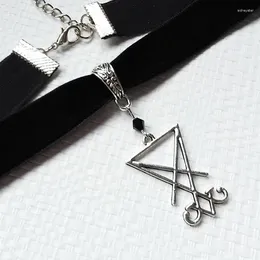 Choker Goth Lucifer satanisch symbool Demon hanger Velet ketting voor vrouwen meisje vrienden cadeau heidense Wicca sieraden accessoires