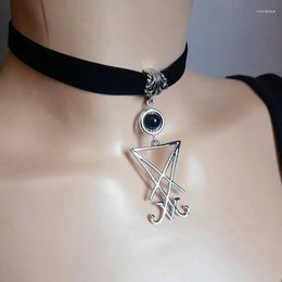 Collier ras du cou Goth Lucifer Sigil satanique en velours noir pour femmes, bijoux à breloques, vente en gros, à la mode 2023