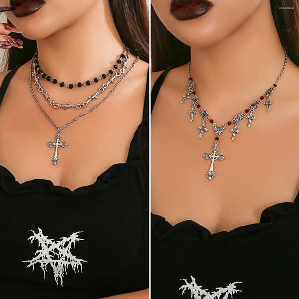 Gargantilla gótica creativa Europa América Hiphop Cruz collar negro oscuro para mujeres dulce moda Punk Ins accesorios femeninos