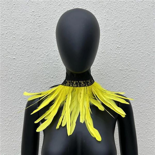 Gargantilla gótica de plumas para mujer, Collar falso, chales de cuello a la moda, bufandas, accesorios de actuación de Cosplay de Halloween