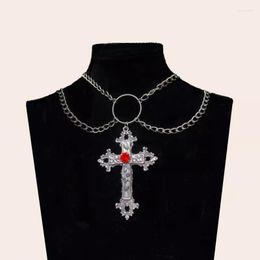 Choker gotische grote kruis charme voor mannen vrouwen rock emo heksen sieraden accessoires cadeau mode ring keten hanger ketting