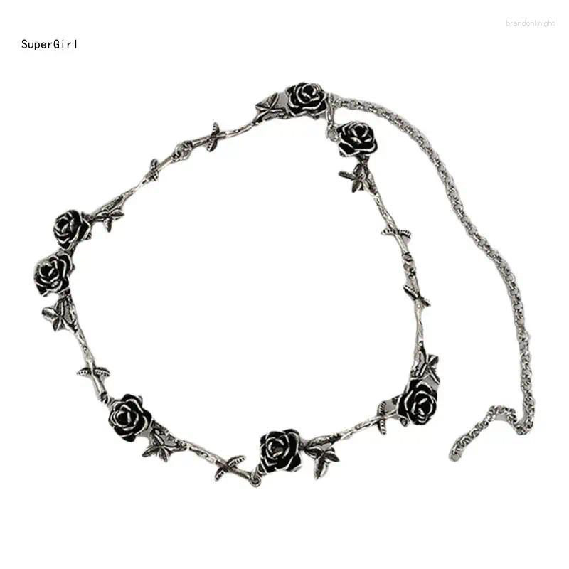 Choker gotisk halsband Set Camellia Flower clavicle chain goth smycken halloween julvalentin gåva för kvinnor flicka
