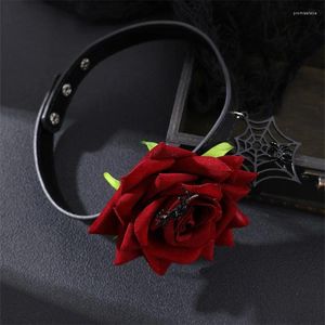 Collier ras du cou gothique Punk Style Rose rouge pour femmes, en cuir PU, réglable, collier de fête en Club, bijoux à la mode 2023