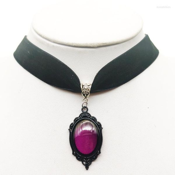 Tour de cou gothique violet Vampire camée pour femmes filles mode païenne sorcière bijoux accessoires cadeau noir Vintage velours collier