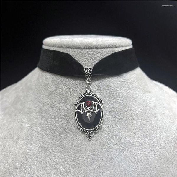 Tour de cou gothique Vampire chauve-souris camée pour femmes homme mode païenne sorcière bijoux accessoires cadeau Alternative crâne velours collier