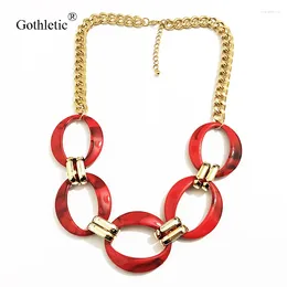 Choker Gothletic Big Red Red Resin Link Collar Statement kettingen Hangers voor vrouwen Fashion Jewelry 2024