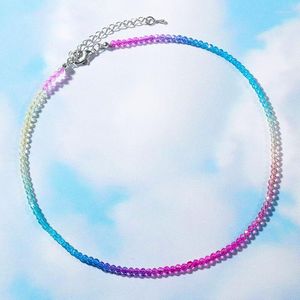 Choker Gradient Couleur Cristal À Facettes Perles De Verre Colliers À La Main Femme Bohême Collier Collier Femmes Bijoux Cadeaux Bijoux