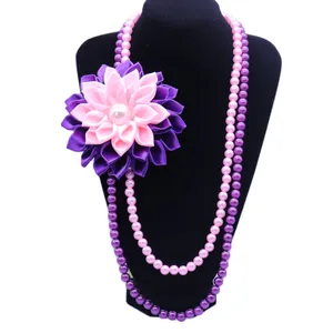 Choker Afstuderen Paars Roze Lint Corsage Schouder Bloem Parelketting Militaire Vrouwenclub K Epsilon Psi Vrouwen Kettingen