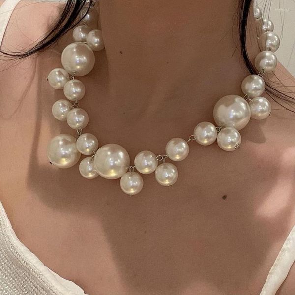 Collier ras du cou GSOLD élégant collier de perles multi-brins pour femmes mariage mariée perlée Illusion flottant colliers courts bijou de mode française