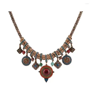 Collier ras du cou gitane ethnique Tribal turc Boho, chaîne d'enchère, pendentif pompon à frange