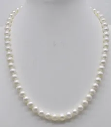 HABITOO – tour de cou en perles d'eau douce blanches naturelles pour femmes, véritable 18 pouces, 8-9mm, bijoux à la mode, fermoir rond creux 14kGP, fait à la main