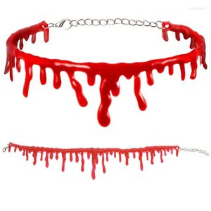 Gargantilla Gargantillas de sangre de Halloween Mujeres Collar de cuernos de diablo Decoraciones DIY Accesorios de terror Disfraz Niños Juguete Casa embrujada Fiesta de regalo