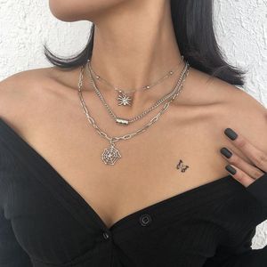 Collier ras du cou pour femmes, Bijoux d'halloween, couleur argent, multicouches, chaînes en toile d'araignée, collier de déclaration, Bijoux de fête de luxe