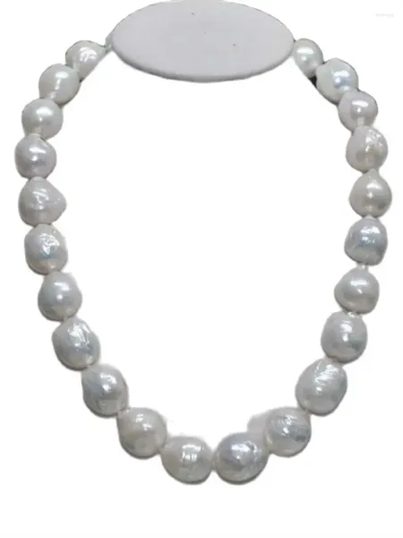 Collier ras du cou noué à la main, 11-13mm, très énorme, blanc, baroque, perles d'eau douce, 45cm, bijoux à la mode