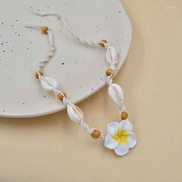 Collier ras du cou noué à la main, coquille de fleur tissée, chaîne pendentif, produit pour femmes et filles, bijoux à la mode, Style cadeau de fête