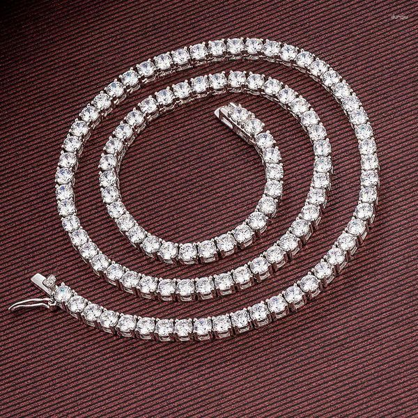 Gargantilla hecha a mano de plata de ley 925 con diamantes y cadenas heladas, collar para mujeres y hombres con caja de regalo