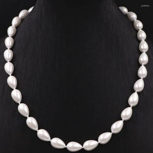 Tour de cou fait à la main bohême déclaration collier femmes larme simulé perle bijoux perles de verre blanc colliers à chaîne courte 18 pouces A570