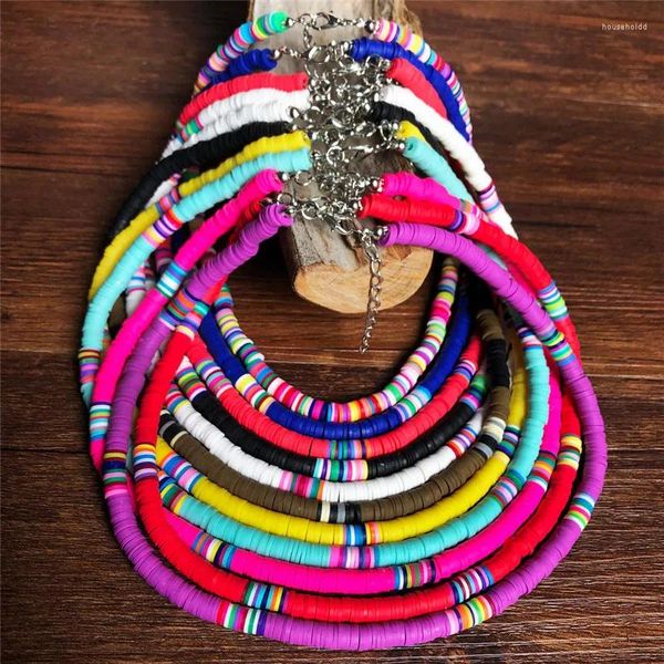 Collier ras du cou bohème arc-en-ciel pour femmes, fait à la main, multi-brins, perles de Style africain, bijoux de plage d'été
