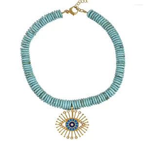 Choker handgemaakte dames 2024 ketting eenvoudige design turquoise kralen edelsteen steen sleutelbeen hanger sieraden groothandel