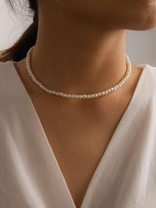 Choker Handgemaakte vintage simulatie Ronde parel ketting Elegant eenvoudige verstelbare meerdere maten Kralen voor vrouwelijke meisjes