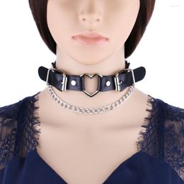 Choker Harajuku lederen ketting vrouwen man sexy hart ronde spike klinknagel ketting kraag gotische hiphop bondage feest cadeau sieraden