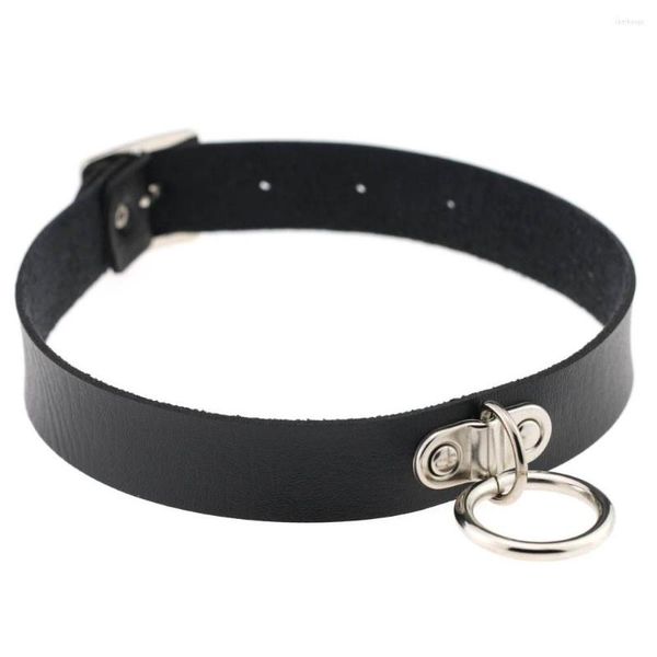 Gargantilla Harajuku mujer hombre Sexy remache alternativo Metal esclavo PU cuero Collar tracción Bondage Collar banda para el cuello juguetes para pareja