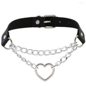Choker Heart Goth Neck Chain Punk Collar For Women Girl Black Leather Chocker Kawaii Cosplay Jewelry Grunge Accessories
