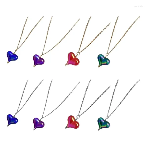 Collar de corazón de gargantilla para mujeres curas curativas de cristal cuello de la cadena larga joyería de San Valentín Drop Spotship