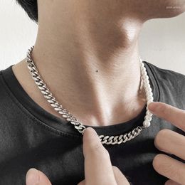 Gargantilla Hip-Hop Punk Collar de cadena cubana Costura Collares con cuentas de perlas para Mujeres Hombres Joyería de fiesta en el cuello Collar Regalos