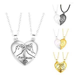 Colliers ras du cou avec crochet en forme de cœur d'amour, pendentifs magnétiques pour amoureux, main dans la main, bijoux pour toujours, cadeaux d'amitié