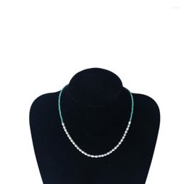 Choker HOWAWAY Bijoux Printemps/Été Design Rose Vert Cristal Naturel Perle D'eau Douce Accessoires De Mode