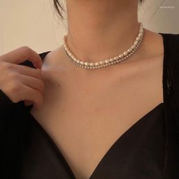 Choker enorme knop natuurlijke zoetwater parel ketting dubbele laag kubieke zirkonia ketting bruiloft sieraden kraag de moda geschenken