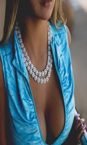 Collier ras du cou glacé Bling 5A zircone cubique Cz pour femmes, bijoux géométriques tout rond clair pavé, chaîne de Tennis, collier ras du cou 8745908