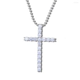 Collier ras du cou glacé, croix scintillante 5A, zircone cubique pavée, couleur or argent, chaîne de perles, bijoux Hip Hop pour femmes et hommes