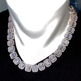 Gargantilla Iced Out Cz Cluster Chain Collar para hombres Hip Hop Color plata 5A Cubic Zirconia Jewelry