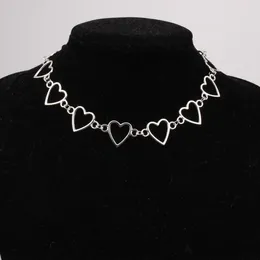 Choker Independent Gothic Metal Hollow Connecting Heart Neck Cain Collar Necklace Dames Egirl Cosplay Aesthetic Sieraden