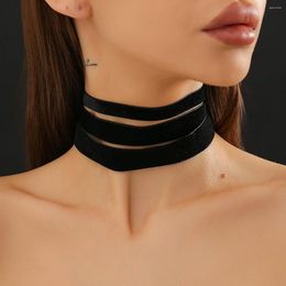 Choker ingesight.z 5pcs / set Gothic Black large collier en velours coréen pour femmes Sexy Party Short Bijoux de Noël Gift