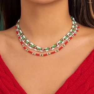 Gargantilla IngeSight.Z, Collar bohemio de cuentas de semillas coloridas para mujer, Collar coreano dulce hecho a mano, cadena de clavícula, joyería de Navidad