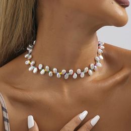 Collier ras du cou en Imitation de perles de riz colorées pour femmes, tendance, cadeau d'anniversaire, bijoux, vente en gros, directe