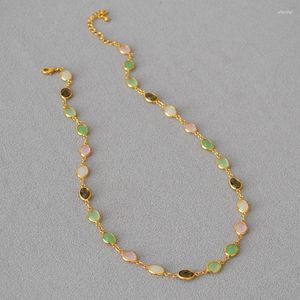 Tour de cou japon et coréen frais doux belle couleur cristal à facettes verre Jade Texture laiton collier clavicule chaîne femme