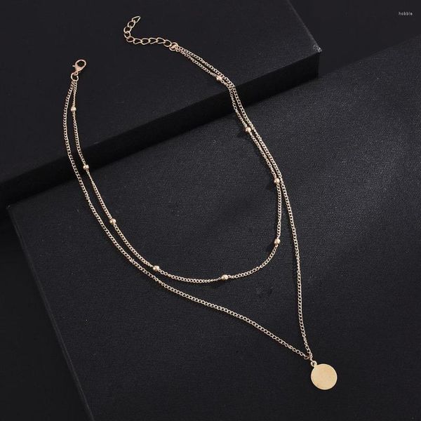 Tour de cou japon et corée du sud tendance métal sauvage Simple géométrique rétro or pièce forme collier Style de rue bijoux pour femmes