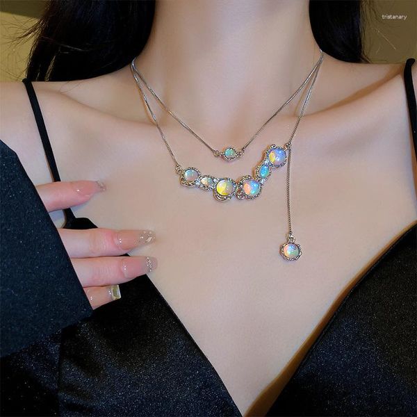 Gargantilla japonesa de estilo coreano para mujer, collar elegante y estético con piedra de luz de luna, viento frío, joyería romántica creativa