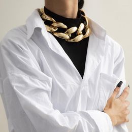 Collier ras du cou en métal Punk, bijoux géométriques, vent frais, personnalité féminine exagérée, chaîne épaisse et couleurs mélangées