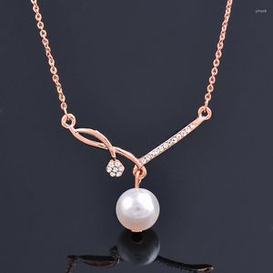 Tour de cou KIOOZOL élégant collier de perles coeur rond pendentif chaîne or Rose argent couleur chaînes femmes accessoires ZD1 KO1